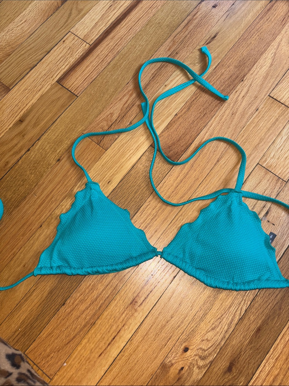 aerie Teal Textured Triangle Bikini Top